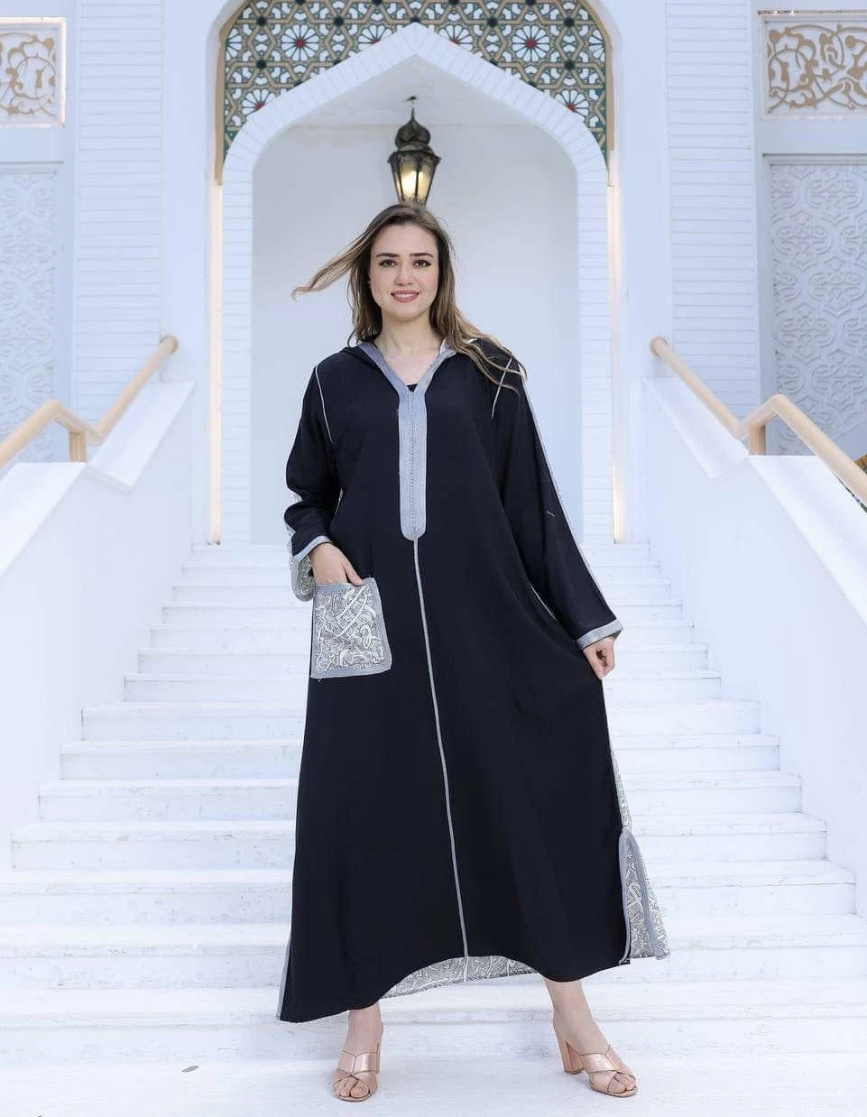 جلابية صيفيه كم طويل بقفطان مغربي